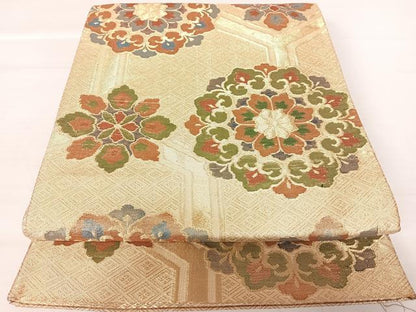 平和屋着物◎佐賀錦　六通柄袋帯　舞花文　金糸　正絹　逸品　AABA9046yx