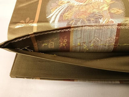 平和屋着物◎六通柄袋帯 六百錦 正倉院 金糸 正絹 逸品 AABA9063yx