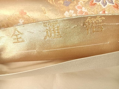 平和屋着物◎六通柄袋帯　唐織　舞花文　正絹　逸品　AABA9069yx