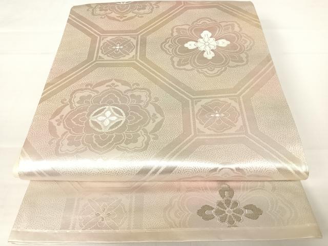 平和屋着物◎六通柄袋帯　蜀江花文　銀糸　正絹　逸品　AABA9071yx