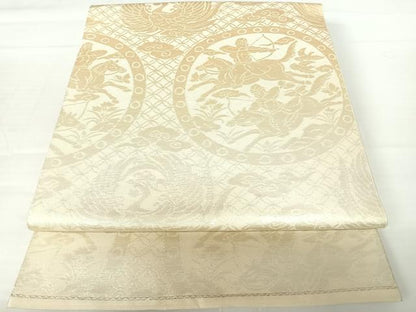 平和屋着物◎六通柄袋帯 狩猟文 金糸 正絹 逸品 AABA9075yx