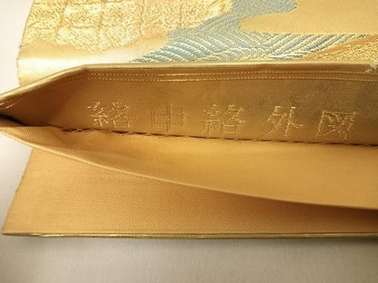 平和屋着物◎太鼓柄袋帯 唐織 絡中絡外図 金糸 正絹 逸品 AABA9083yx