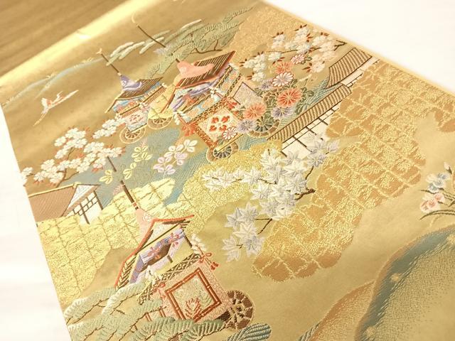 平和屋着物◎太鼓柄袋帯 唐織 絡中絡外図 金糸 正絹 逸品 AABA9083yx