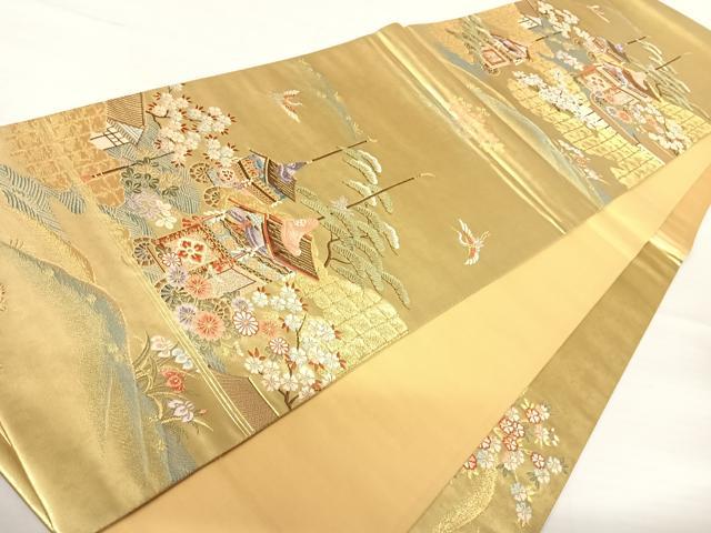 平和屋着物◎太鼓柄袋帯 唐織 絡中絡外図 金糸 正絹 逸品 AABA9083yx