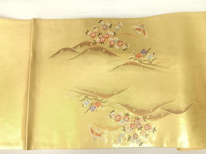 平和屋着物◎太鼓柄袋帯 唐織 絡中絡外図 金糸 正絹 逸品 AABA9083yx