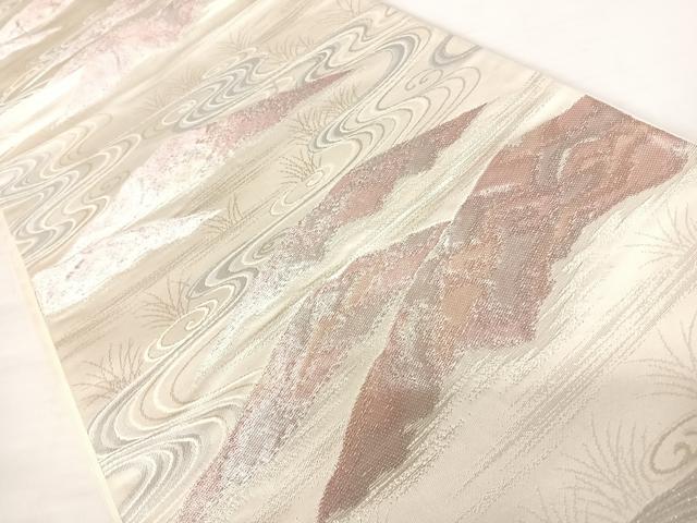 平和屋着物◎六通柄袋帯 流水文 銀糸 正絹 逸品 AABA9084yx