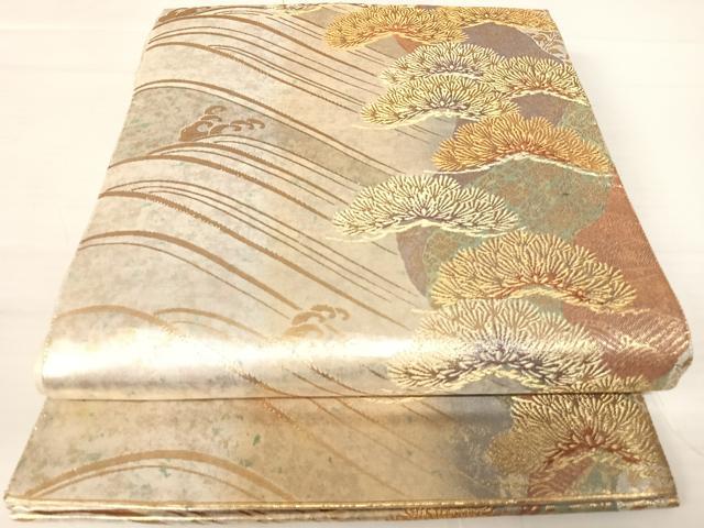 平和屋着物◎六通柄袋帯 枝松文 金糸 正絹 逸品 AABA9085yx