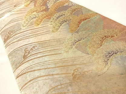 平和屋着物◎六通柄袋帯 枝松文 金糸 正絹 逸品 AABA9085yx