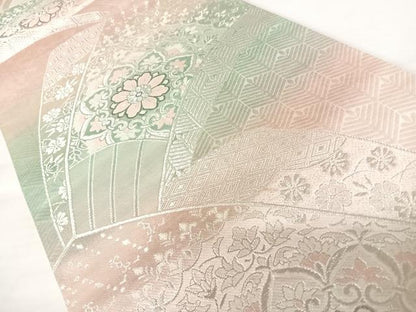 平和屋着物◎六通柄袋帯 正倉院花文 プラチナ二重箔 正絹 逸品 AABA9087yx