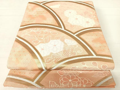 平和屋着物◎六通柄袋帯 唐織 草花文 金銀糸 正絹 逸品 AABA9093yx
