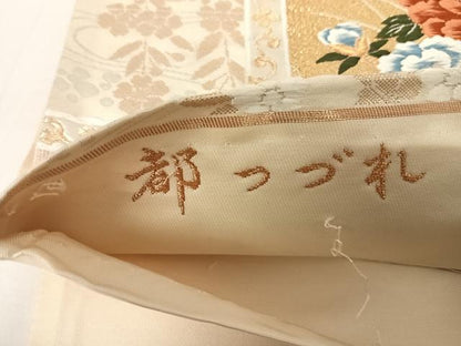 平和屋着物◎六通柄袋帯　唐織　都つづれ　金銀糸　正絹　逸品　AABA9098yx
