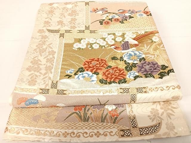平和屋着物◎六通柄袋帯　唐織　都つづれ　金銀糸　正絹　逸品　AABA9098yx
