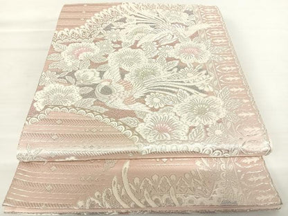 平和屋着物◎六通柄袋帯　唐織　鳳凰花文　銀糸　正絹　逸品　AABA9105yx