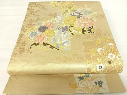 平和屋着物◎六通柄袋帯　唐織　花車文　金糸　正絹　逸品　AABA9110yx