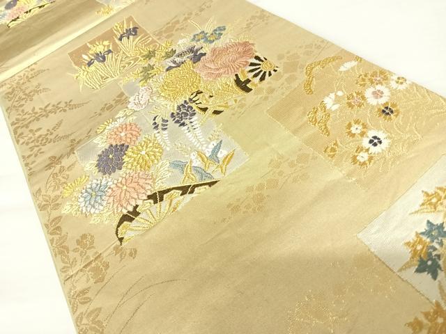 平和屋着物◎六通柄袋帯　唐織　花車文　金糸　正絹　逸品　AABA9110yx