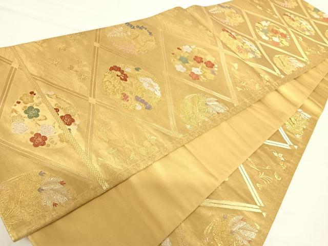 平和屋着物◎六通柄袋帯　唐織　天井花文　金糸　正絹　逸品　AABA9111yx