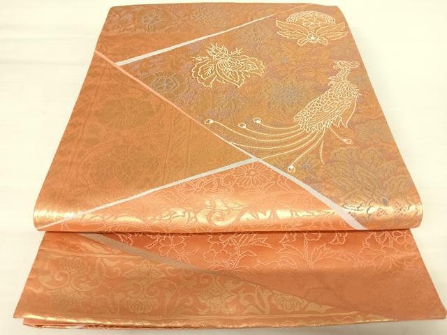 平和屋着物◎六通柄袋帯　更紗花文　金糸　正絹　逸品　AABA9117yx