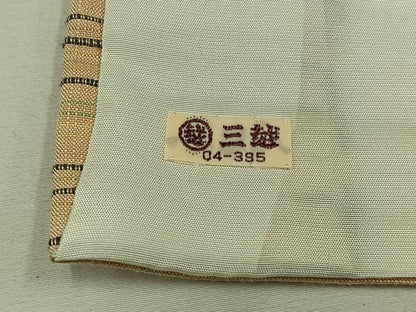 平和屋着物▽上質な紬 単衣 横段文 三越扱い 正絹 逸品 未使用 AABA9121jh
