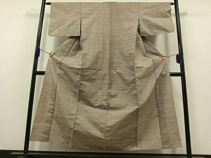 平和屋着物▽上質な紬 単衣 横段文 正絹 逸品 AABA9122jh