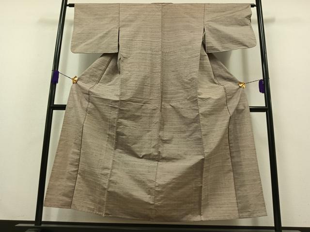 平和屋着物▽上質な紬 単衣 横段文 正絹 逸品 AABA9122jh