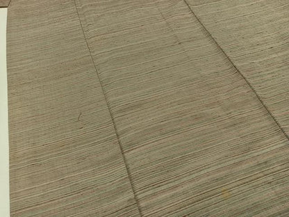 平和屋着物▽上質な紬 単衣 横段文 正絹 逸品 AABA9122jh