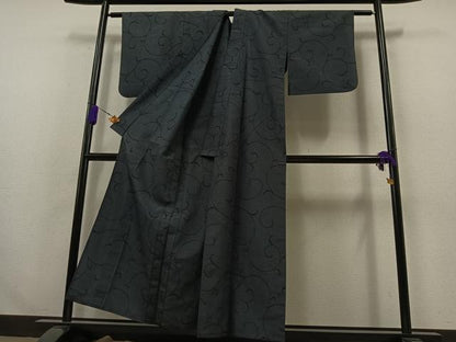 平和屋着物▽本塩沢 単衣 110亀甲 唐草文 正絹 逸品 AABA9125jh