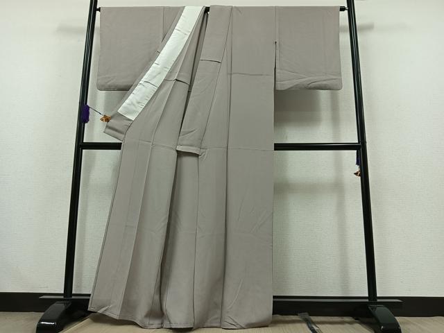平和屋着物▽上質な色無地 単衣 薄鈍色 正絹 逸品 AABA9128jh