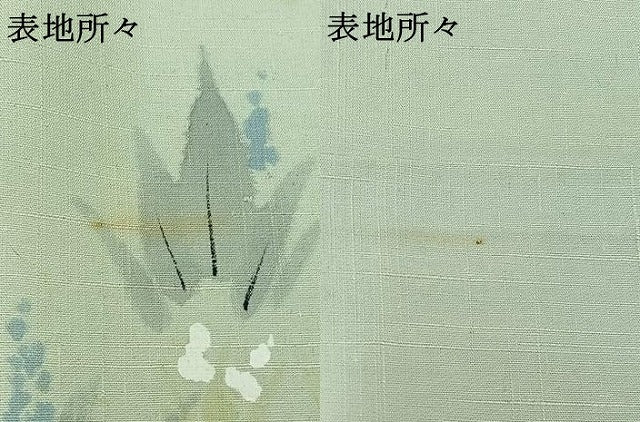 平和屋着物▽訪問着　単衣　紬地　手描き　草花文　正絹　逸品　AABA9129jh