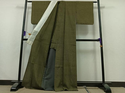 平和屋着物▽本塩沢 単衣 霞文 正絹 逸品 AABA9131jh
