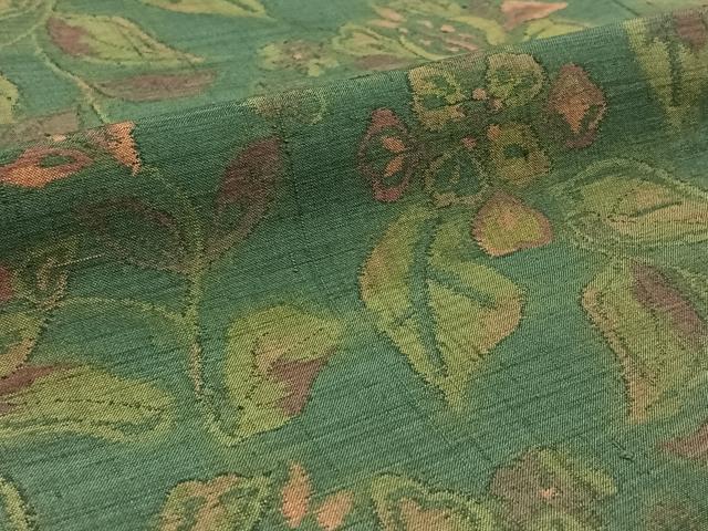 平和屋着物▽上質な紬　単衣　草花文　ロング丈　正絹　逸品　AABA9133jh