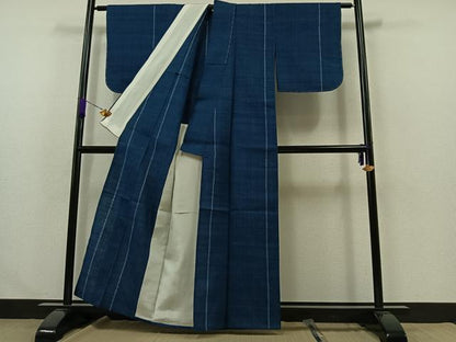 平和屋着物▽上質な紬 単衣 間道 正絹 逸品 未使用 AABA9134jh