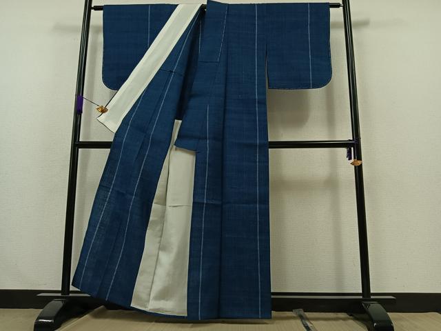 平和屋着物▽上質な紬 単衣 間道 正絹 逸品 未使用 AABA9134jh