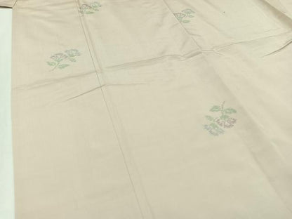 平和屋着物▽上質な紬 単衣 草花文 正絹 逸品 未使用 AABA9135jh