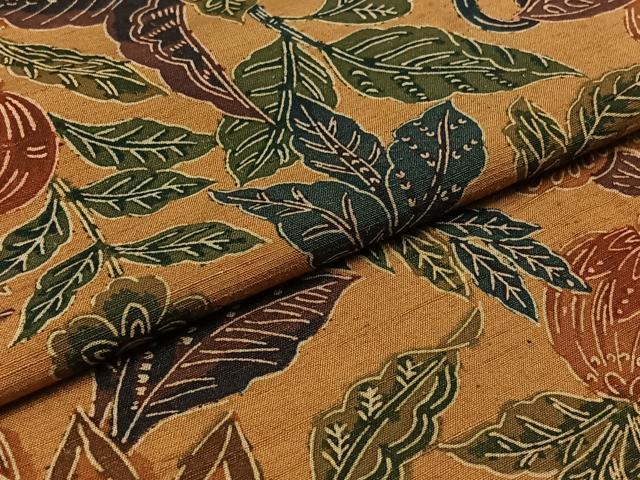平和屋着物▽上質な紬 単衣 更紗花文 正絹 逸品 AABA9137jh