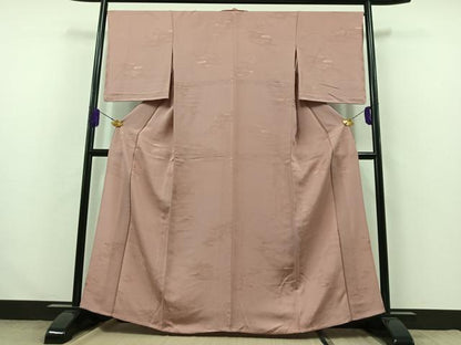 平和屋着物▽江戸小紋 単衣 風景地紋 石竹色 正絹 逸品 AABA9140jh