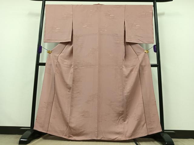 平和屋着物▽江戸小紋 単衣 風景地紋 石竹色 正絹 逸品 AABA9140jh