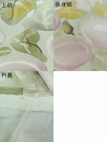 平和屋着物▽上質な小紋 単衣 手描き 草花文 鬼しぼ縮緬 正絹 逸品 AABA9141jh