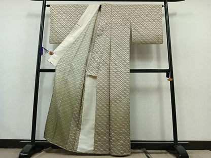 平和屋着物▽訪問着　単衣　雪芝文　金彩　正絹　逸品　AABA9142jh