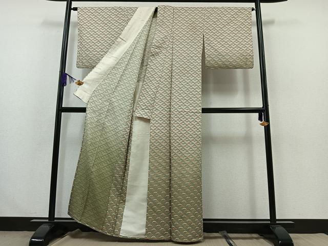 平和屋着物▽訪問着　単衣　雪芝文　金彩　正絹　逸品　AABA9142jh
