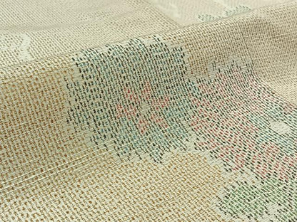 平和屋着物▽上質な紬 単衣 花唐草文 正絹 逸品 AABA9143jh