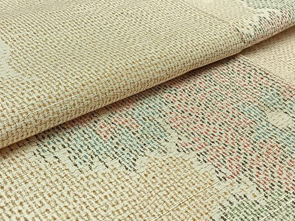 平和屋着物▽上質な紬 単衣 花唐草文 正絹 逸品 AABA9143jh