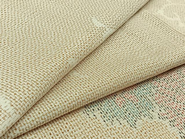 平和屋着物▽上質な紬 単衣 花唐草文 正絹 逸品 AABA9143jh
