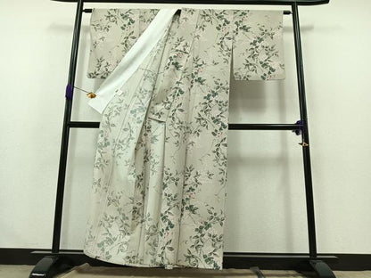 平和屋着物▽小紋 単衣 枝花文 三越扱い 洗える着物 AABA9147jh