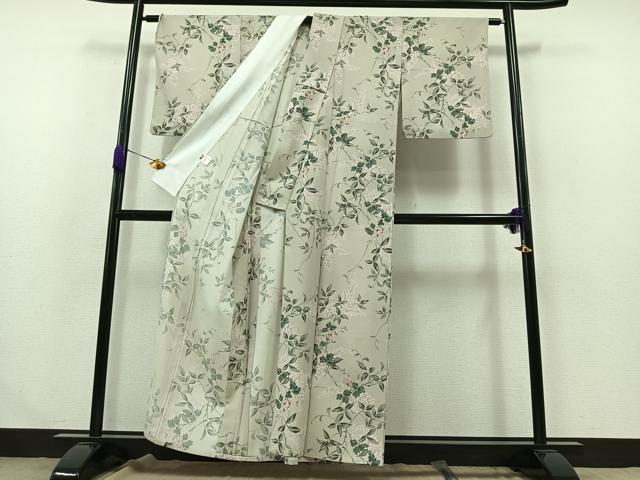 平和屋着物▽小紋 単衣 枝花文 三越扱い 洗える着物 AABA9147jh
