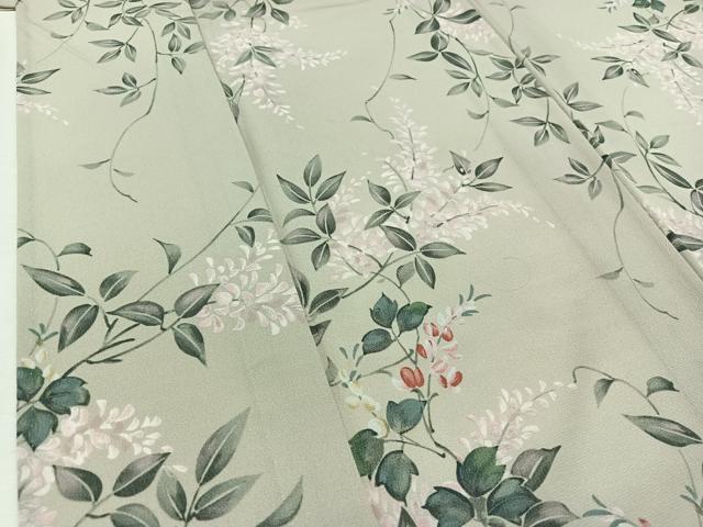 平和屋着物▽小紋 単衣 枝花文 三越扱い 洗える着物 AABA9147jh