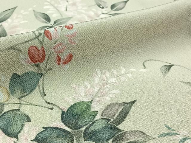 平和屋着物▽小紋 単衣 枝花文 三越扱い 洗える着物 AABA9147jh
