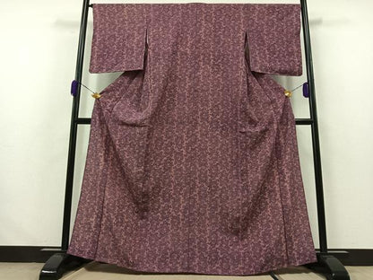 平和屋着物▽上質な小紋 単衣 更紗花文 正絹 逸品 AABA9148jh