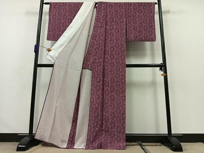 平和屋着物▽上質な小紋 単衣 更紗花文 正絹 逸品 AABA9148jh