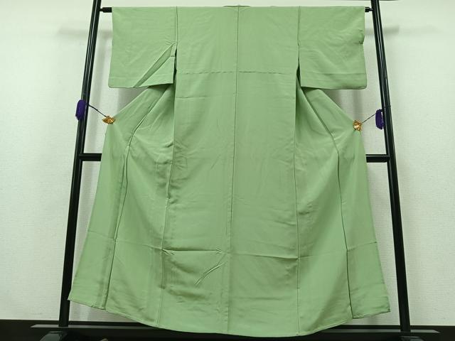 平和屋着物▽上質な色無地　単衣　青竹色　正絹　逸品　AABA9149jh