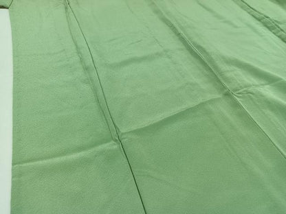 平和屋着物▽上質な色無地　単衣　青竹色　正絹　逸品　AABA9149jh